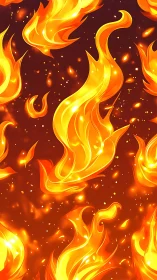 Blazing Flames Dancing Across Dark Canvas.