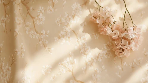 Cascading Dreams in Cream: Dried Florals Bathed in Golden Light.