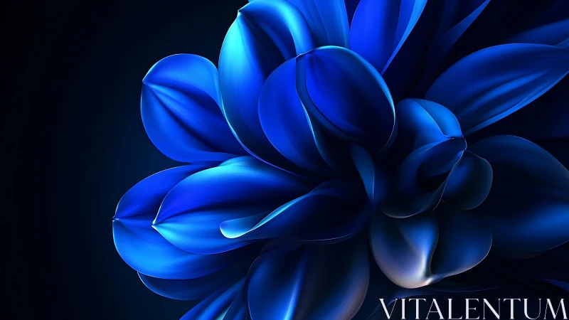 Blue Abstract Flower Form with Luminous Petals.