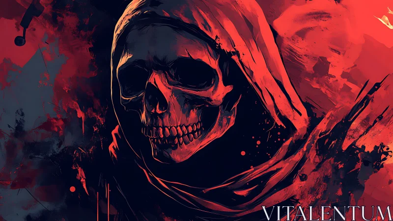 Scarlet Reaper wrapped in molten shadows and quiet menace.