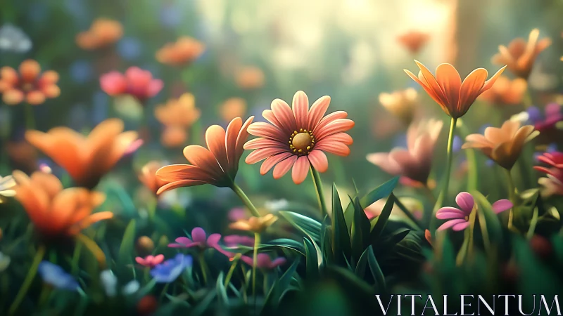 Vibrant Gerbera Daisies in Soft Focus Garden Light.