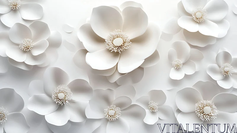 Three-Dimensional Paper Florals: Layered Botanical Relief Structure.