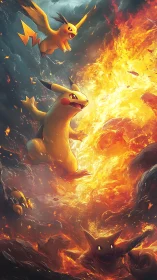 Inferno Dragons in Flight: Legendary Fire Pokémon Unleashing Chaos.