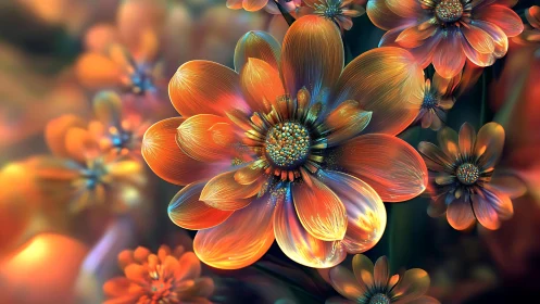 Luminous abstract blossoms glow in vivid neon petals.