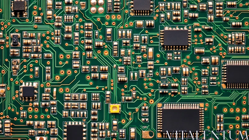 Circuit board cityscape with glowing copper pathways.