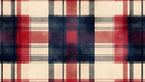 Red, navy and beige tartan pattern forms a regular grid