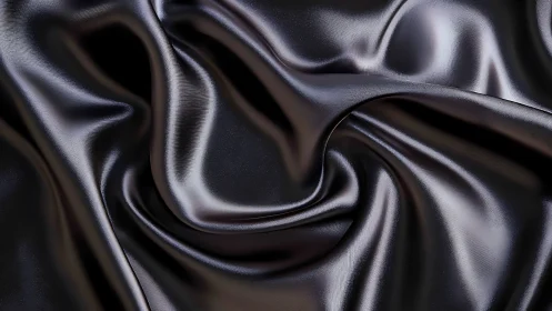 Flowing Black Satin: Luxurious Folds and Luminous Highlights