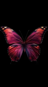 Butterfly with red gradient wings rendered on black background