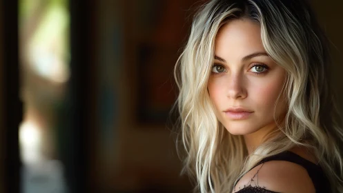 Softly lit blonde portrait captures quiet, soulful intensity