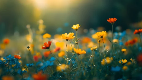 Wildflower Field Study: Selective Focus Depth Composition.