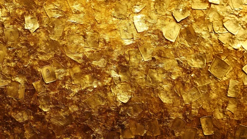 Gold leaf texture with irregular overlapping foil rectangles.