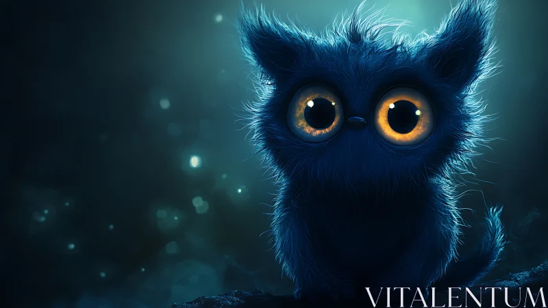 Digital rendering depicts blue furred creature with large eyes