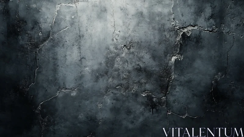 Weathered cracked concrete wall in moody dramatic light.
