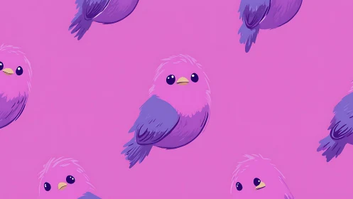 Vibrant Pink Eagles with Purple Wings Pattern. Digital Illustration.