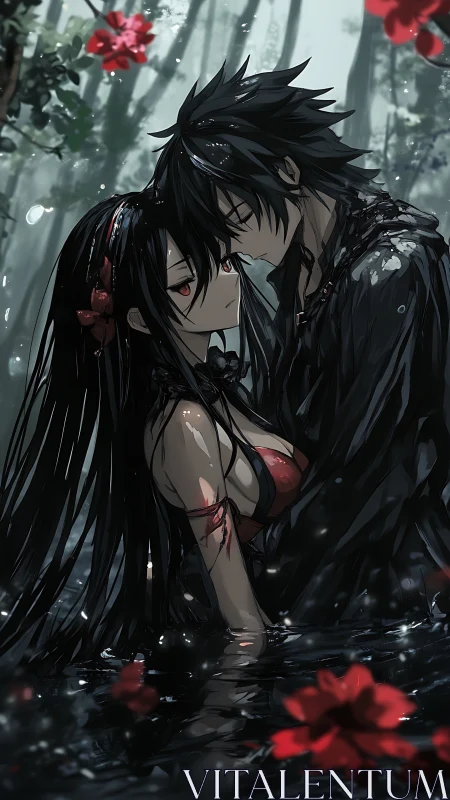 Storm-drenched lovers breathe fire into a drowned forest night