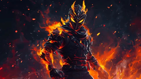 Flaming armored warrior commands swirling inferno blaze