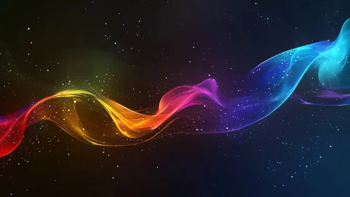 Colorful cosmic ribbon swirling through a starry dream.