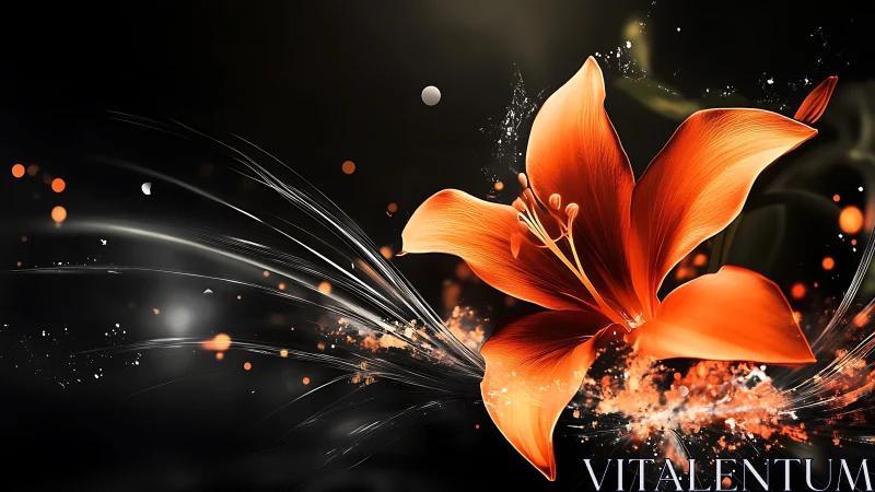 Red Lily Explosion with Fire and Light Effects