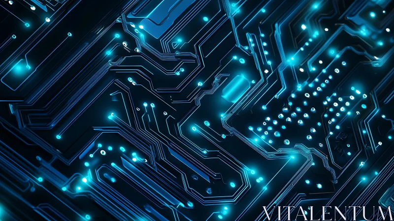 Glowing circuit pathways guiding a cozy digital nightscape.