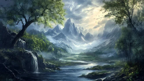 Morning riversong braids mist and mountains into silence