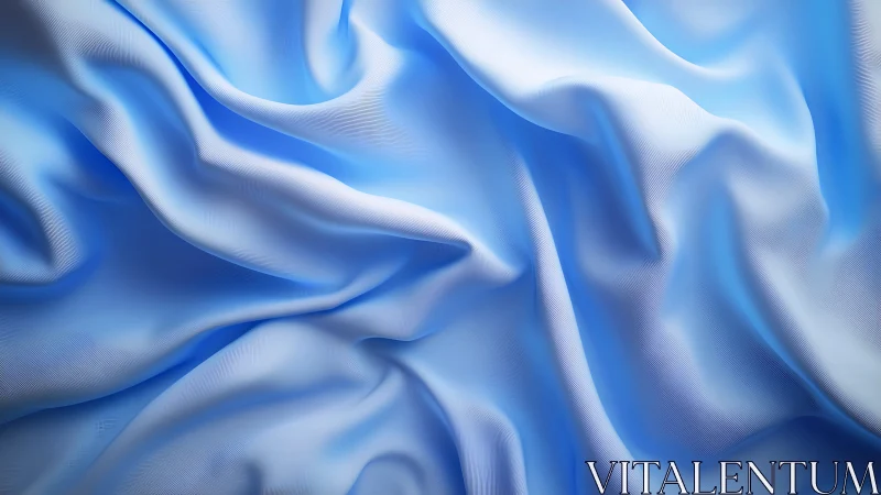 High-resolution draped light blue satin fabric folds closeup