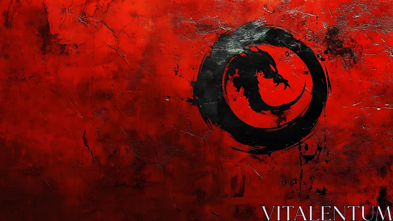 Coiled dragon emblem within distressed red circle field.