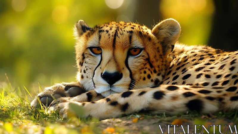 Cheetah Portrait in Golden Light. Resting Big Cat Alert Pose
