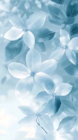 Five-Petal Florals with Translucent Petals in Soft Blue Tonal Range
