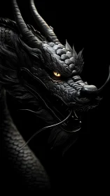 Midnight obsidian dragon watches worlds with molten eye