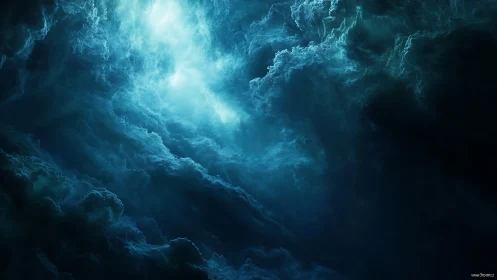 Digital painting of abyssal storm clouds in vertical ascent.