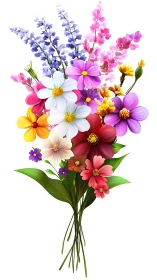 Vibrant botanical bouquet with layered floral arrangement displayed centrally