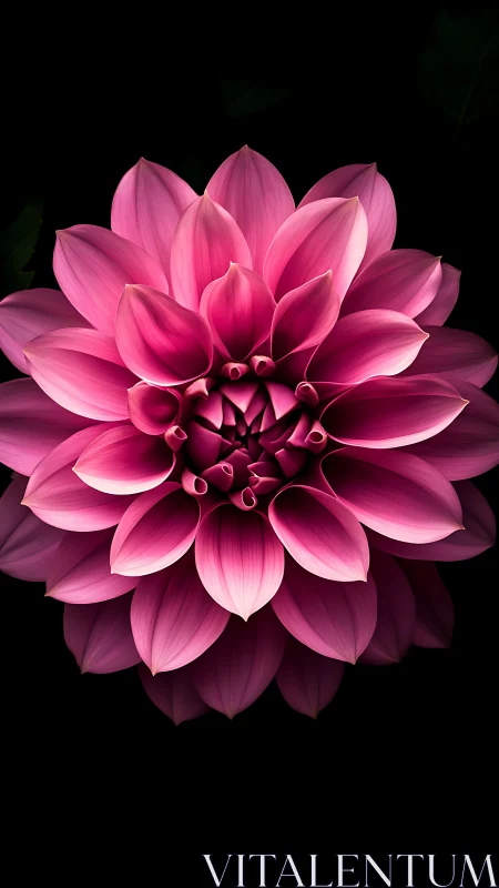 Radiant Pink Dahlia Blooming Against Dark Shadows