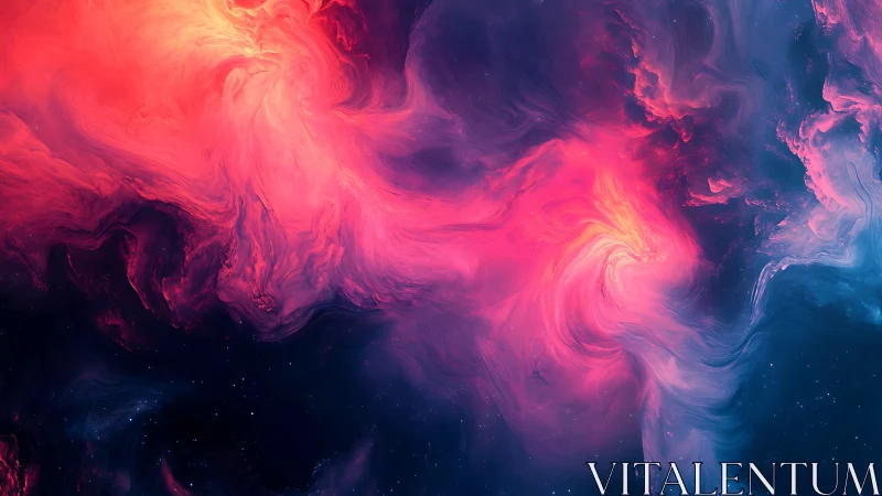 Nebula-like cosmic cloud with vivid pink and blue swirls