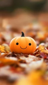 Smiling pumpkin friend bringing cozy joy to autumn days.