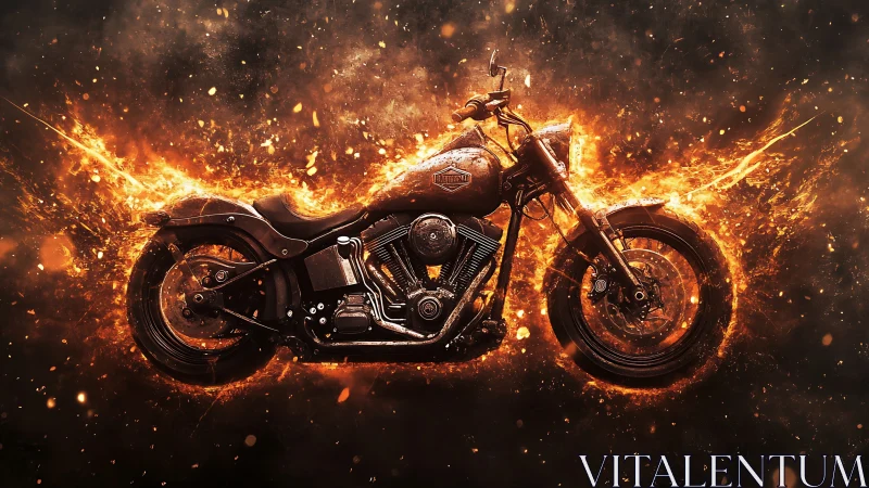 Inferno-steeped road warrior motorcycle ignites the dark horizon.