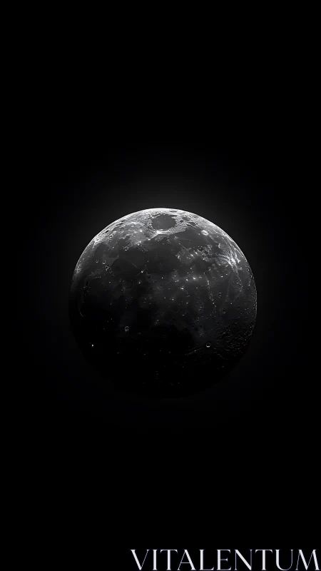 Quiet moonlit sphere drifting in a velvet cosmic hush.