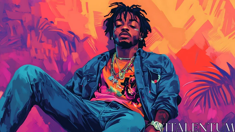 Cool artist lounges in bold neon colors and laid back style