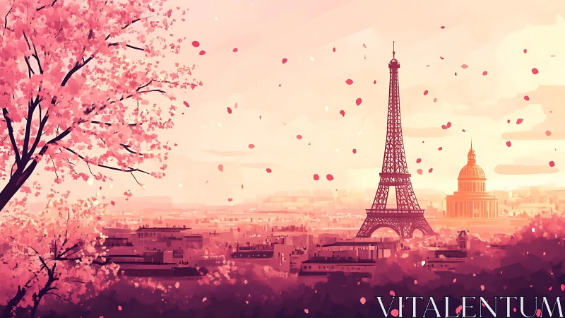 Spring petals drift as Paris blushes around the iron tower