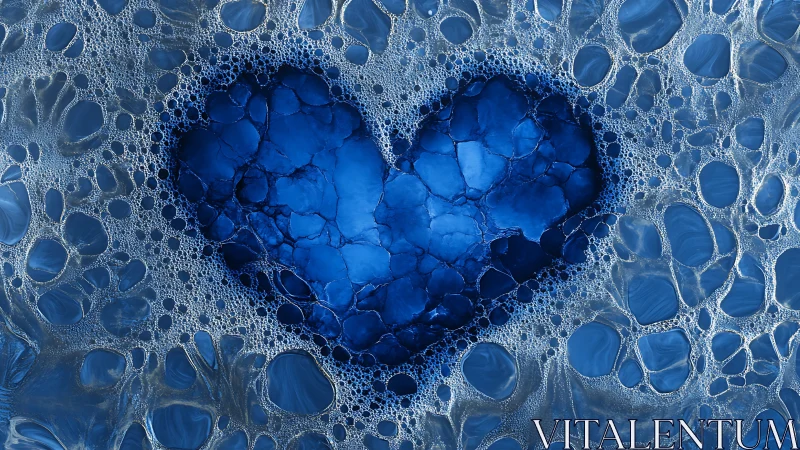 Heart-Shaped Ice Formation Surrounded by Bubble Texture.