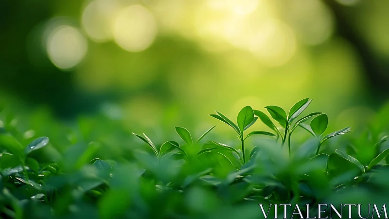 Backlit seedling foliage rendered with shallow depth of field