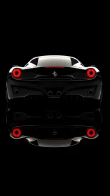 Rear supercar silhouette glows against deep black void