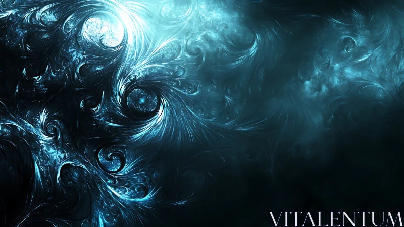 Fractal luminescent vortex fields in teal nebular abstraction.