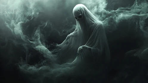 Ghostly skeletal spirit wrapped in swirling green fog.