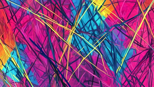 Intersecting neon vector strokes map chaotic chromatic energy