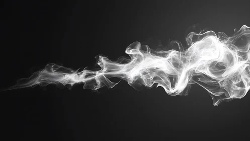 White smoke plume extends horizontally across dark field