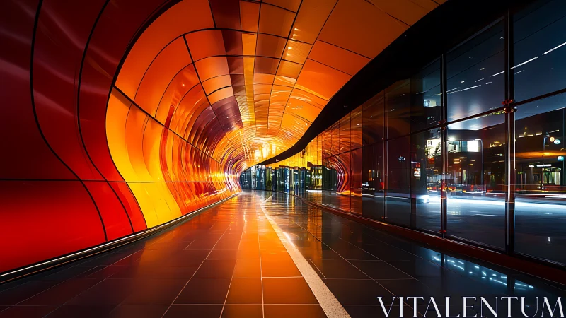 Parametric urban tunnel with reflective orange glass envelope
