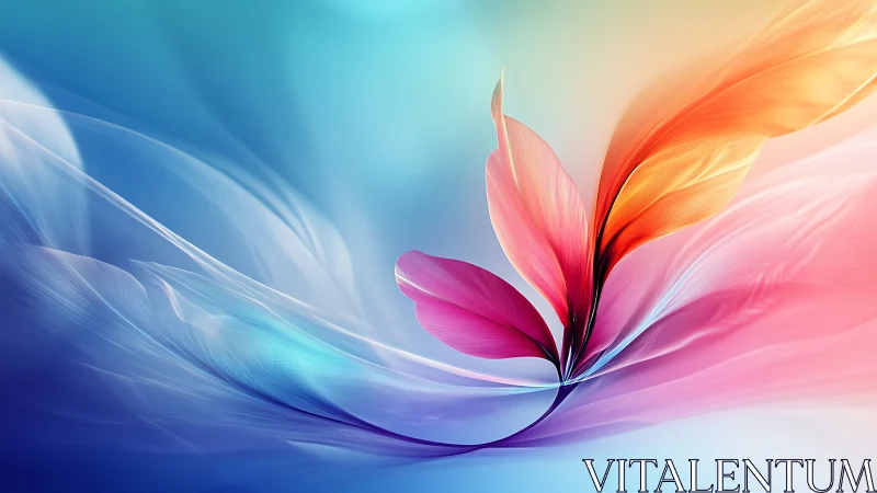 Abstract gradient petals form dynamic flowing digital composition