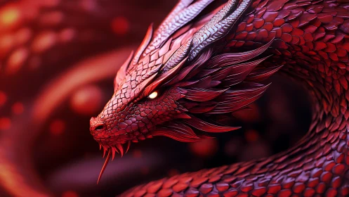 Crimson ember dragon coils through molten twilight haze.