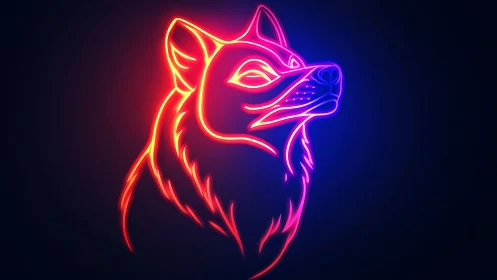 Neon fox portrait glows with bold electric confidence