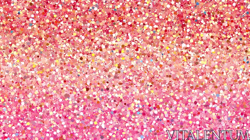 Glittering confetti drifts downward in a rosy digital blizzard